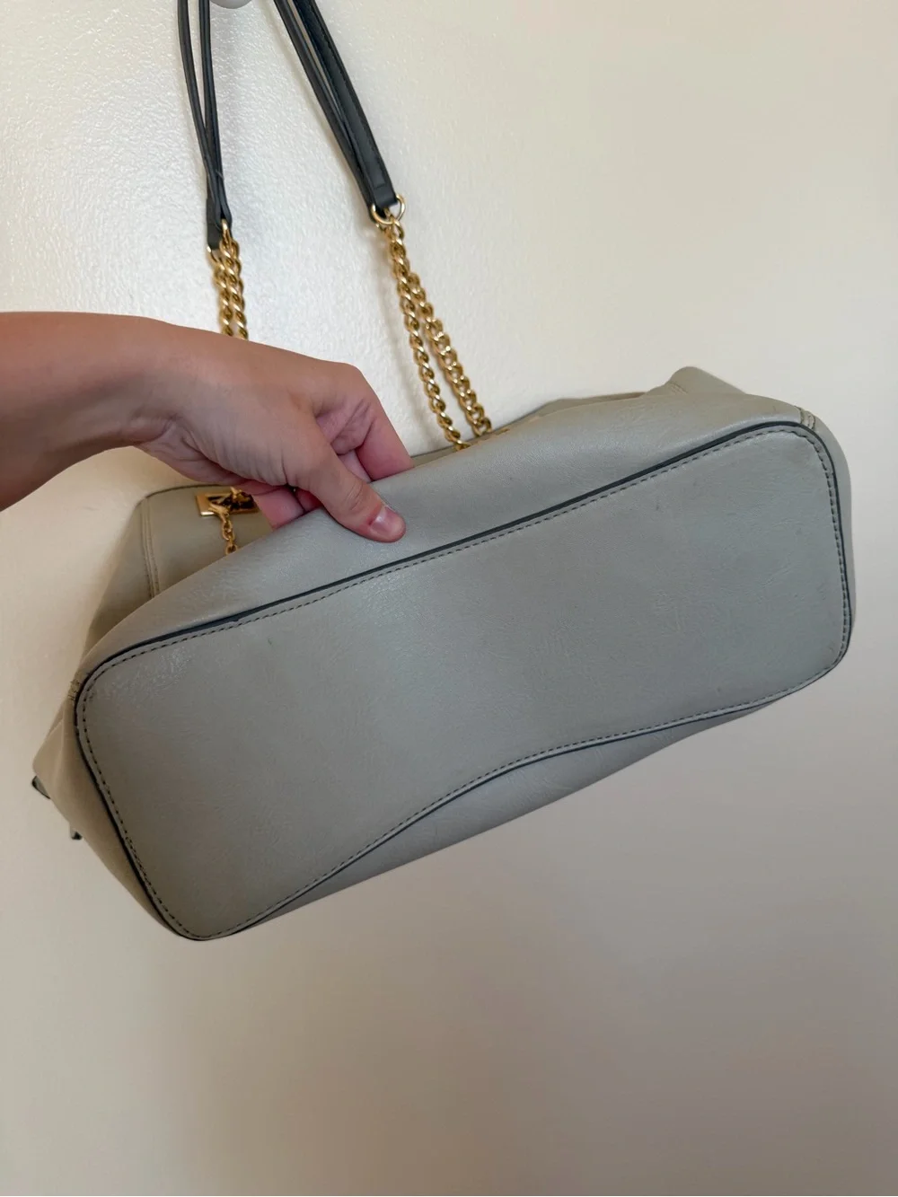 MARC NEW YORK Vegan Leather Gray Tote Bag Gold Chain Shoulder Bag